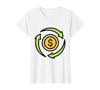 Flujo Circular de Dinero Camiseta gráfica económica, Mujer, Blanco, S