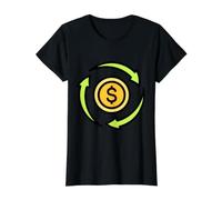 Flujo Circular de Dinero Camiseta gráfica económica, Mujer, Negro, M