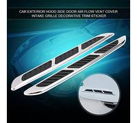 Flujo de Aire Lateral del capó del Coche Adecuado para la Cubierta de Ventilación Rejilla de Entrada Pegatina Embellecedora Decorativa para Vehículos Universales ABS Cromado