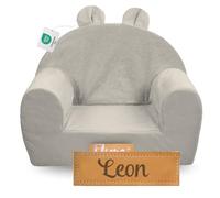 Flumi Sillón Infantil Personalizado para Niños y Bebés - Asiento para Sala de Juegos con Nombre Grabado (Gris Claro)