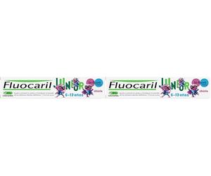 Fluocaril Junior Bi-Fluoré 145 mg Pasta Dentífrica Anticaries Sabor Chicle Esmalte Reforzado, Fortalece los primeros dientes definitivos, Eficacia Clínicamente Probada 75 ml (Paquete de 2)