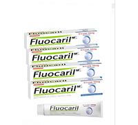 Fluocaril Pasta Dental - Ayuda a prevenir las caries y refuerza las encías - Sin sabor - 4 x 75 ml