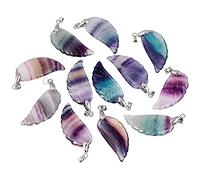 Fluorita natural tallada alas de ángeles Reiki Chakra Healing Beads colgante collar en forma-5 PC