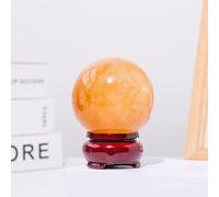 Fluorite Ball Sphere and Quartz Hand Crystal Ball Home Feng Shui Decoration Accessory Crystal Stone,Yellow Iceland-5cm
