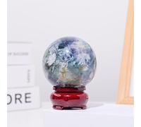Fluorite Ball Sphere and Quartz Hand Crystal Ball Home Feng Shui Decoration Accessory Crystal Stone,Feather Glowstone-5cm