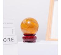 Fluorite Ball Sphere and Quartz Hand Crystal Ball Home Feng Shui Decoration Accessory Crystal Stone,Yellow Glowstone-5cm