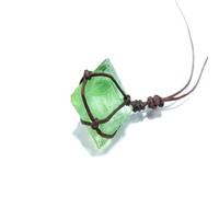 Fluorite Crystal Pendant, Natural Quarted Healing Necklace, Hand-Wrapped Braid Reiki Jewelry Genuines Gemstoned Energy Stoned Spiritual Gift for Women and Men Meditation, Yoga, Wellness Wear