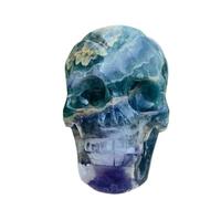 Fluorite Quartz Skull Hand Carved Crystal Skull Home Decor(Size:450-500g)