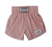 FLUORY Pantalones cortos de boxeo Muay Thai simples y elegantes pantalones cortos de nailon suave y suave para combatir Frapple, Rosa/Rebel Fun., X-Large