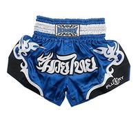 FLUORY - Pantalones cortos para artes marciales mixtas, kickboxing, lucha en jaula o Muay Thai, ropa deportiva para entrenamiento, azul, L