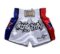 FLUORY - Pantalones Cortos para Artes Marciales Mixtas, Kickboxing, Lucha en Jaula o Muay Thai, Ropa Deportiva para Entrenamiento, Hombre, 1mtsf08-blanco, L