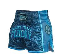 FLUORY - Pantalones cortos para artes marciales mixtas, kickboxing, lucha en jaula o Muay Thai, ropa deportiva para entrenamiento, azul oscuro, XS