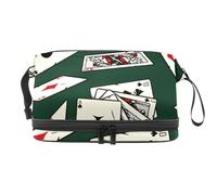 Flush of Spades - Bolsa de cosméticos de doble capa para mujeres y niñas, neceser de viaje, bolsa organizadora de maquillaje con compartimento para cepillos, multicolor, 27x15x14 cm/10.6x5.9x5.5 in,