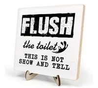 Flush Signo de inodoro Placa de madera, por favor, enjuague, esto no se muestra y le indique la decoracin del bao del bao de la granja 5.9x5.9 pul
