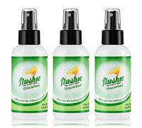 Flushie - Aerosoles para inodoro (botella de 4 onzas, spray de inodoro, desodorizador de baño, spray para cacas, perfecto para viajes 4 onzas, 3 unidades)