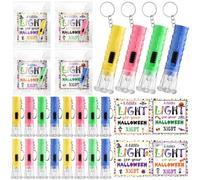 Flutesan Juego de 48 linternas a granel para regalos de Halloween con una pequeña luz para tarjetas nocturnas de Halloween, 9 luces LED de mano con bolsa de polipropileno para recuerdos de fiesta de