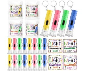 Flutesan Juego de 48 linternas a granel para regalos de Halloween con una pequeña luz para tarjetas nocturnas de Halloween, 9 luces LED de mano con bolsa de polipropileno para recuerdos de fiesta de