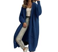 FlutVolt Cárdigan de punto grueso de manga larga para mujer, abrigo de punto largo casual para otoño/invierno, Azul2, XL