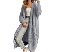 FlutVolt Cárdigan de punto grueso de manga larga para mujer, abrigo de punto largo casual para otoño/invierno, Gris2, L