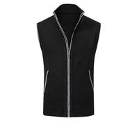 FlutVolt Chaleco de forro polar para hombre: chaleco acolchado de forro polar 5XL, chaleco ligero para trabajo, softshell, para otoño e invierno, ajustado, para hombre, Negro, 3XL