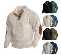 FlutVolt Sudadera clásica de punto con cuello en V para hombre, sudadera de manga larga para exteriores, suéter deportivo de invierno, camisa de manga larga para exteriores, suéteres de Navidad, 03