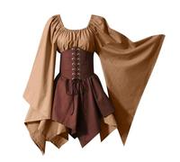 FlutVolt Vestido medieval para mujer con mangas trompeta, gótico, retro, renacentista, cosplay, talla grande, vestido de carnaval, fiesta, Halloween, disfraz de Kim Possible