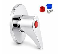 FLUVIA Embellecedor de Llave de Paso con Mando Palanca, Zamak Cromado Pulido 69x76 mm Índices de color Rojo y Azul Compatible con Ducha y Grifo Empotrado