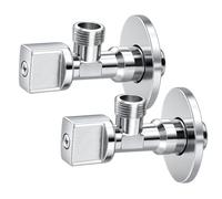 FLUVIA Llave de Paso de Agua 1/2" x 3/8" (Pack 2 Unidades) - Llave de Escuadra de Latón Resistente, Válvula de Ángulo para Baño, Cocina, WC, Uso Doméstico y Profesiona (1/2" - 3/8", Volante plástico)