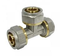 FLUVIA Te igual de Compresión 20 mm para Tubo Multicapa, Pex, apriete manual