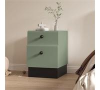 FLUXGOONE Mesita De Noche Moderna, Mesita De Noche Pequeña, Mesita De Noche Moderna De Madera con 2 Cajones, Mesas Auxiliares para Espacios Pequeños, Sala De Estar(Green,15.8 * 15.8 * 19.7in)