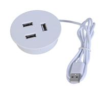 Fluxioxtna Adaptador de carga USB macho a 3 USB integrado para escritorio, cable de extensión para mesa móvil, sofá, conector de cable de carga rápida oculto