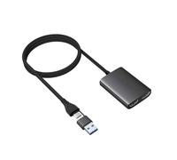 Fluxioxtna Adaptador USB tipo C a doble HDTV compatible con múltiples pantallas, cable de nailon suave para portátiles y pantallas