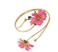 Fluxioxtna Joyería elástica floral hecha con aleación fácil de usar para amantes de la moda sostenible y aspecto único, brazalete ajustable, talla única, como se describe