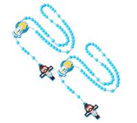 Fluxioxtna Paquete de 2 collares católicos de rosario para niños con dije de cruces y cuentas coloridas, regalo religioso, joyería de oración, Pascua, decoraciones católicas para niños