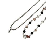 Fluxioxtna Paquete de 2 collares con colgante de hebilla de paz de estilo vintage con cuentas de piedra natural para mujeres y hombres a la moda