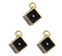 Fluxioxtna Paquete de 3 aretes chapados en oro de 18 quilates con dije de corazón, herradura, dados, tarjeta, collar, colgante, accesorios para hacer joyas
