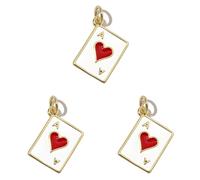 Fluxioxtna Paquete de 3 aretes chapados en oro de 18 quilates con dije de corazón, herradura, dados, tarjeta, collar, colgante, accesorios para hacer joyas