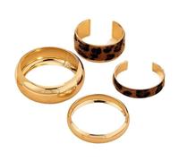 Fluxioxtna Paquete de 4 brazaletes HipHop de puño ancho geométrico, joyería de fiesta, textura de aleación, regalo para mujeres con tacto cómodo