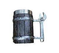 Fluxioxtna Vaso de cerveza con forma de barriles de madera, aislamiento térmico, gran capacidad, para exteriores, agarre ergonómico, para el hogar, bares, vaso de cerveza de gran capacidad