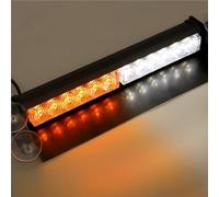 FLVRJOKT 12 luces LED de policía for coche, luz estroboscópica, lámparas de señal de emergencia, luz intermitente for parabrisas de camión, luz de advertencia(Yellow and White)