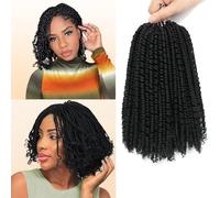 FLWAI Micro Twist Crochet Hair 10 Inch Mini Passion Twist Crochet Hair 8 Packs Naturel Black Pre-looped Micro Curly Senegalese Twist Crochet Hair Extensions Synthetic hair(1B#)