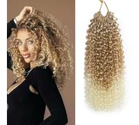 FLWAI Pre Looped Micro Kinky Curly Crochet Hair 8 Packs 12 Inch Yanky Twist Crochet Hair Kinky Twist Synthetic Wavy Curly Crochet Hair Extensions for Black Women (T27/613, 8packs 12inch)