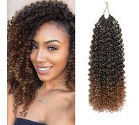 FLWAI Pre Looped Micro Kinky Curly Crochet Hair 8 Packs 8 Inch Yanky Twist Crochet Hair Kinky Twist Synthetic Wavy Curly Crochet Hair Extensions for Black Women (1B/T30, 8packs 8inch)