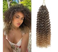FLWAI Pre Looped Micro Kinky Curly Crochet Hair 8 Packs 8 Inch Yanky Twist Crochet Hair Kinky Twist Synthetic Wavy Curly Crochet Hair Extensions for Black Women (T33/27, 8packs 8inch)