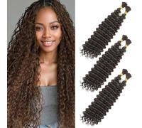 FLWAI Rizos Profundos en Volumen para Teñir Sin Tejido Boho Rizos Ondulados y Rizos Profundos para Mujeres Extensiones de Pelo con Rizos Profundos (4#, 22inch-3)