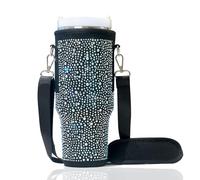 FLWVOG Bling Stanley - Bolsa para vasos, bolsa Stanley para botella de agua con correa, soporte para tazas Stanley con bolsillo para teléfono Stanley de 40 onzas (negro)