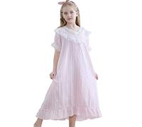 Flwydran Camisón victoriano para niñas, vestido de dormir de princesa para niñas pequeñas de 3 a 12 años, rosa, 3-4 años