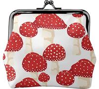 Fly Agaric - Monedero de piel para mujer, diseño de hongos rojos, pequeña bolsa de cambio con cierre de beso y hebilla para regalo de niña, Como se muestra en la imagen, Talla única, Organizador de