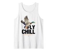 Fly Chill, Cool Colorful Mallard Duck Illustrayion Graphic Camiseta sin Mangas