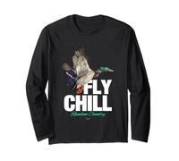 Fly Chill, Cool Colorful Mallard Duck Illustrayion Graphic Manga Larga